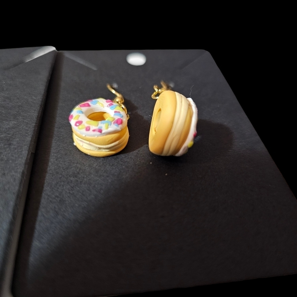 Earrings- two pair. Mini Macroons and Sprinkle donuts. Hypoallergenic. NWT - Picture 4 of 4